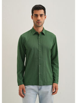 Banana Club - Green Hidden Sleeve Placket Cotton Linen Shirt