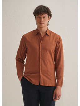 Banana Club - Rust Brown Hidden Sleeve Placket Cotton Linen Shirt