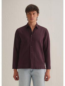 Banana Club - Burgundy Hidden Sleeve Placket Cotton Linen Shirt