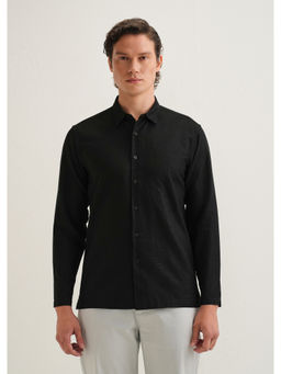 Banana Club - Black Hidden Sleeve Placket Cotton Linen Shirt