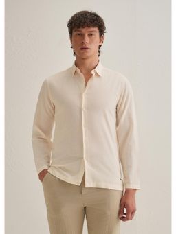 Banana Club - Cream Hidden Sleeve Placket Cotton Linen Shirt