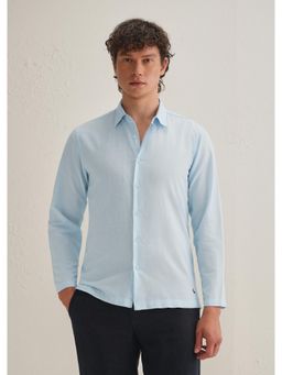 Banana Club - Light Blue Hidden Sleeve Placket Cotton Linen Shirt