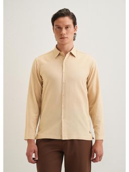 Banana Club - Beige Hidden Sleeve Placket Cotton Linen Shirt