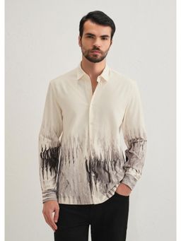 Banana Club - Beige Grey Ripple Printed Shirt