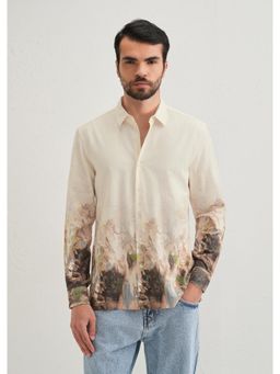 Banana Club - Beige Blue Printed Shirt