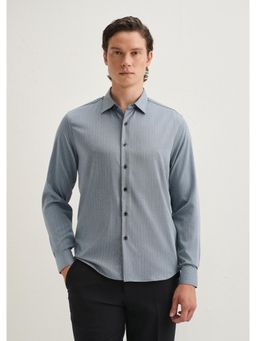 Banana Club - Graphite Blue Pin Striped Wrinkle Free Shirt