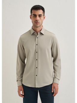 Banana Club - Stone Melange Wrinkle Free Plain Shirt