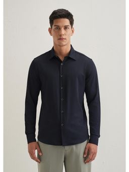 Banana Club - Navy Blue Wrinkle Free Plain Shirt
