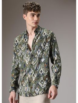 Banana Club - Ikat Green Feather Shirt