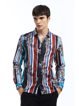 Banana Club - Multicolor Floral Striped Printed Shirt