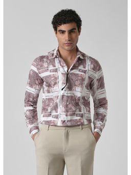 Banana Club - Mauve Printed Full-Sleeves Shirt