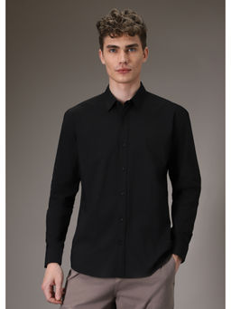 Banana Club - Sable Black Plain Blended Cotton Shirt