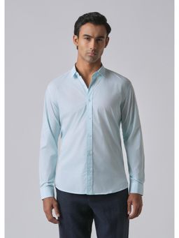 Banana Club - Light Blue Plain Blended Cotton Shirt