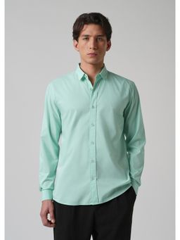 Banana Club - Mint Green Plain Blended Cotton Shirt