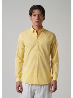Banana Club - Sunlit Yellow Plain Blended Cotton Shirt