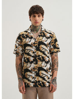 Banana Club - Caramel Brown Print Half Sleeve Shirt