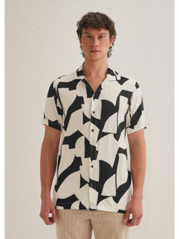 Banana Club - Abstract Monochrome Print Half Sleeve Shirt