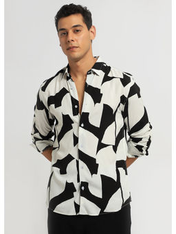 Banana Club - Abstract Monochrome Print Full Sleeve Shirt
