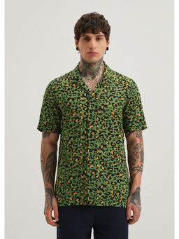 Banana Club - Green Leopardic Print Half Sleeve Shirt