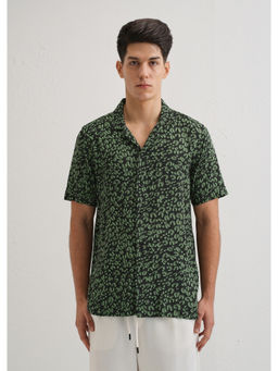 Banana Club - Green Panthera Print Half Sleeve Shirt
