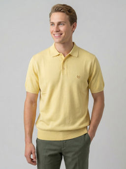 Monte Carlo - Men Smart Fit Half Sleeve Solid Polo Neck Yellow Polo T-Shirt