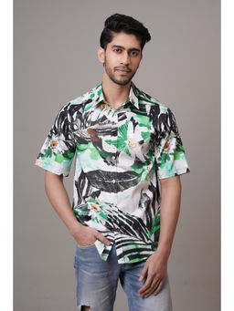 CLUBHAVANA - Green Floral Fusion Print Shirt