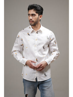 CLUBHAVANA - White Feathered Delights Print Shirt