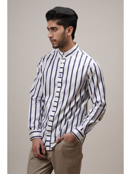 CLUBHAVANA - Blue Men Classic Fit Striped Cotton Shirt