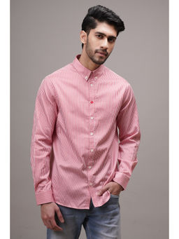 CLUBHAVANA - Red Classic Fit Striped Cotton Shirt