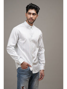 CLUBHAVANA - Green Classic Fit Striped Cotton Shirt