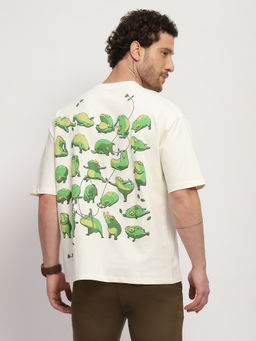 Global Republic - Cotton Printed Crew Neck Men Off White T-Shirt