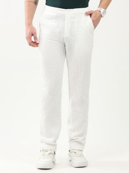 Global Republic - Men White Cotton Stripes Straight Trouser