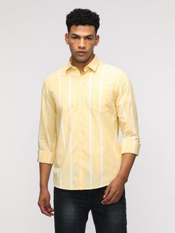 Crocodile - Comfort Fit Sport Yellow Striped Shirt for Trendy Style