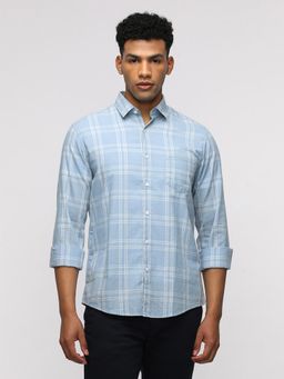 Crocodile - Comfort Fit Sport Light Blue Checked Shirt for Stylish Wear