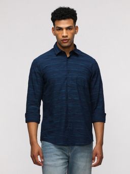 Crocodile - Comfort Fit Sport Blue Striped Shirt for Trendy Wear