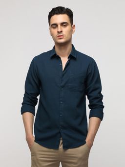 Crocodile - Blue Waffle Solid Shirt