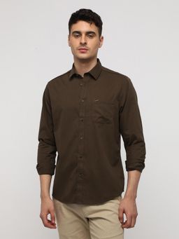 Crocodile - Brown Corded Solid Shirt