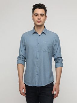 Crocodile - Dual Tone Blue Premium Textured Shirt