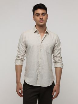 Crocodile - Natural Beige Stripe Stretch Shirt