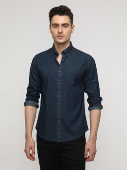 Crocodile - Indigo Blue Denim Stretch Shirt