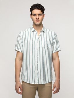 Crocodile - Teal Stripe Fluid Shirt