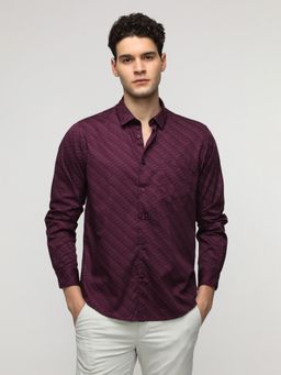 Crocodile - Purple Abstract Print Satin Shirt