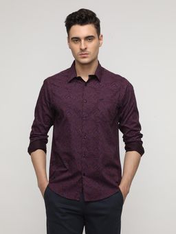 Crocodile - Wine Abstract Print Premium Textured Shirt