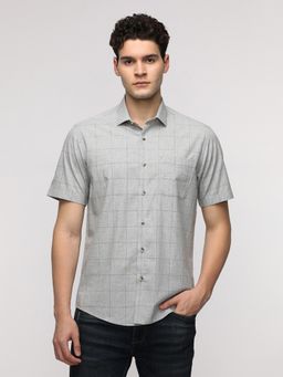 Crocodile - Light Grey Melange Checks Shirt