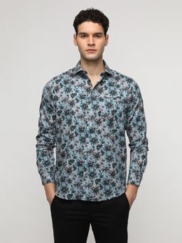 Crocodile - Grey Exotic Floral Premium Printed Shirt