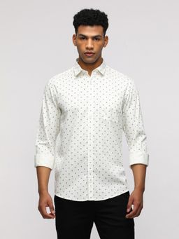 Crocodile - Full Sleeve White Shirt for Sporty Elegance