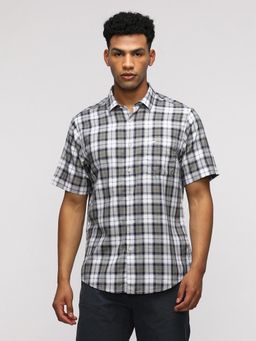 Crocodile - Half Sleeve White Checked Shirt for Classic Style