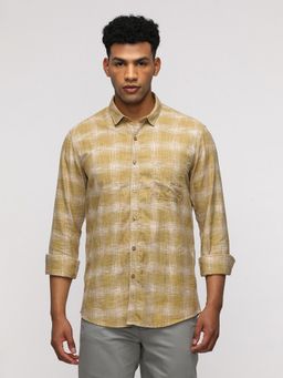 Crocodile - Slim Fit Khaki Checkered Shirt for Casual Comfort