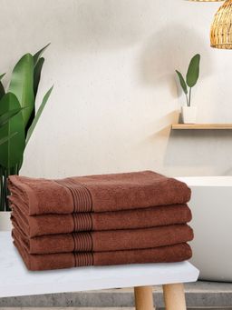 KOPA - Quick Dry 100% Cotton Soft Terry Towel -4Pc Bath Towel D'Ross Solid-Brown