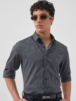 HIGHLANDER - Men Grey Slim Fit Printed Casual Shirt